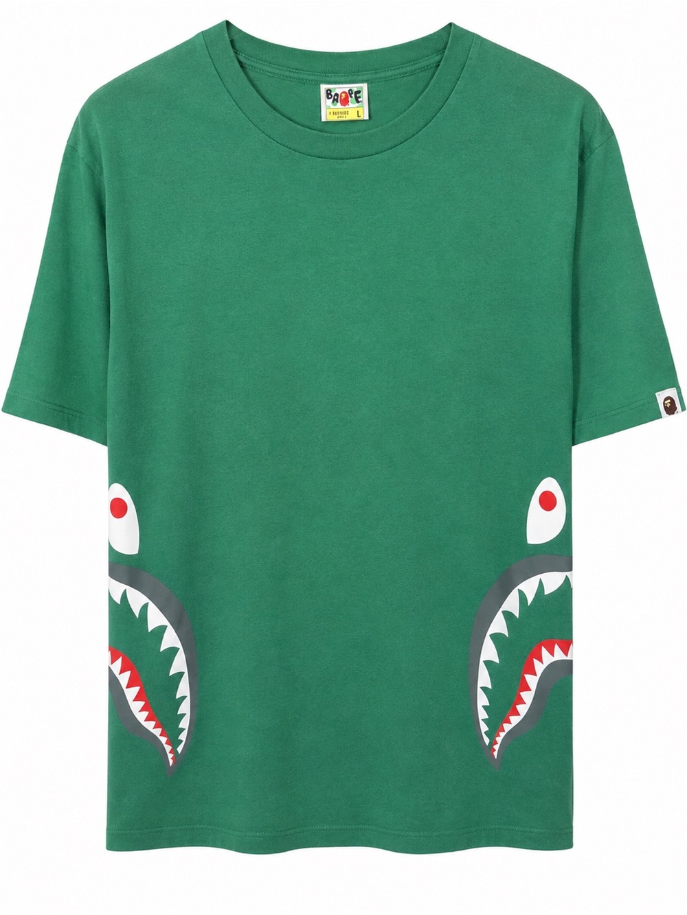 Bape green t shirt shark print  size large